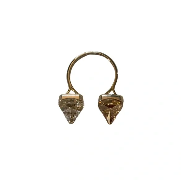 Swarovski Open Ring Pyrámid Cut Yellow Crystal Gold Tone Plated  Size - Picture 4 of 8